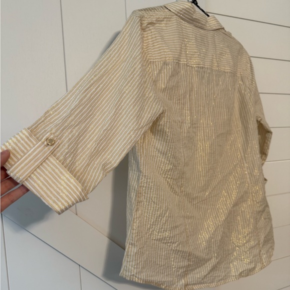 Anne Klein Gold and Cream Striped Top - Picture 5 of 9